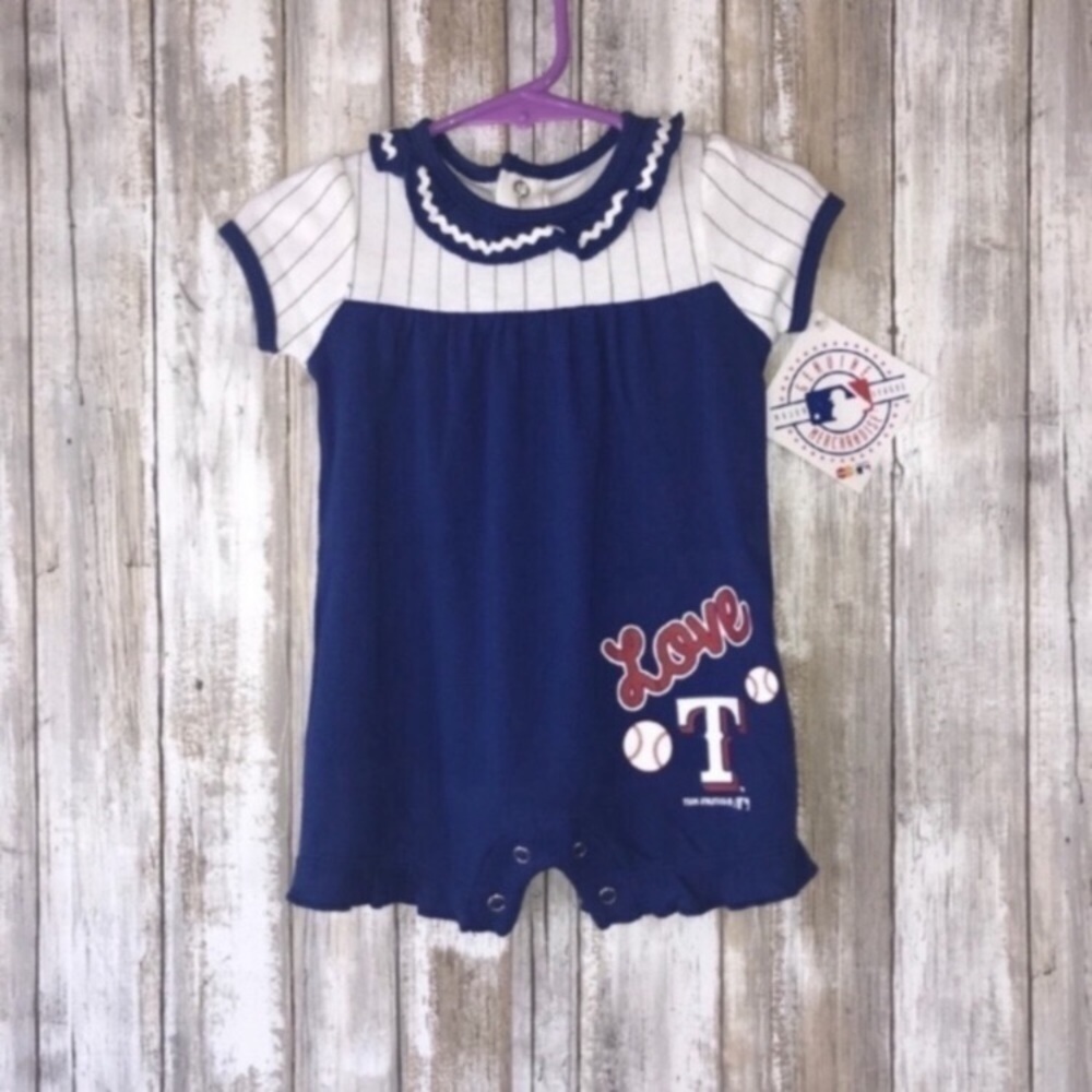 Texas Rangers Baby Girl Onesie NWT 0-3M Blue MLB Baseball Outfit